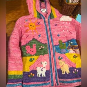 Child’s size 8 Peruvian sweater zip up with hood NWOT